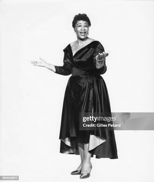 Ella Fitzgerald poses for a portrait in 1955 in the United States.