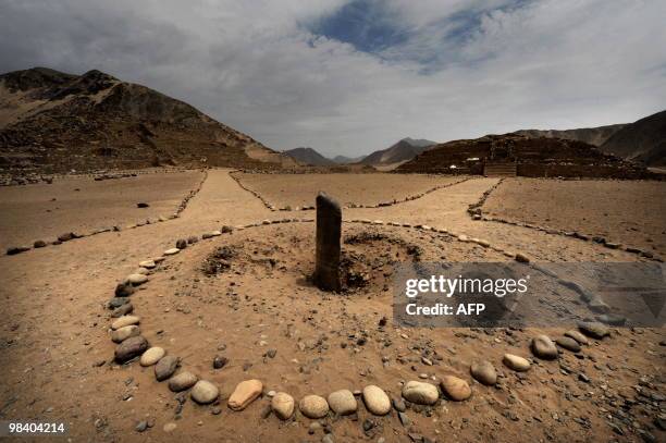 View of the sundial of the Caral archaeological complex, in Supe-Peru on October 23, 2009. Caral is the oldest ancient city of south america with...