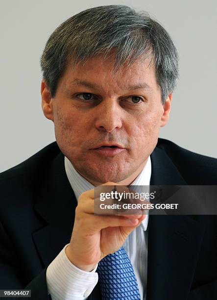 Agriculture and rural development commssioner Dacian Ciolos gestures during a press briefing on April 12, 2010 at EU headquarters in Brussels. Ciolos...