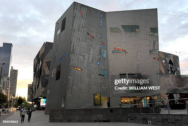 Photo taken April 2, 2010 shows a part of Federation Square, a cultural precinct in the city of Melbourne. It comprises a series of buildings...