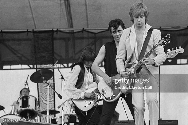 Martin Chambers, Chrissie Hynde, Pete Farndon and James Honeyman-Scott performing with the Pretenders at the Heatwave Festival at Mosport Park near...