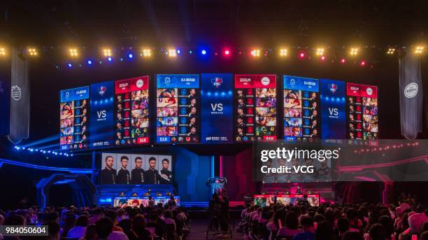 Contestants participate in the eastern conference final match of 2018 King Pro League Spring Season on June 23, 2018 in Shanghai, China.