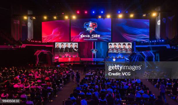 Contestants participate in the eastern conference final match of 2018 King Pro League Spring Season on June 23, 2018 in Shanghai, China.