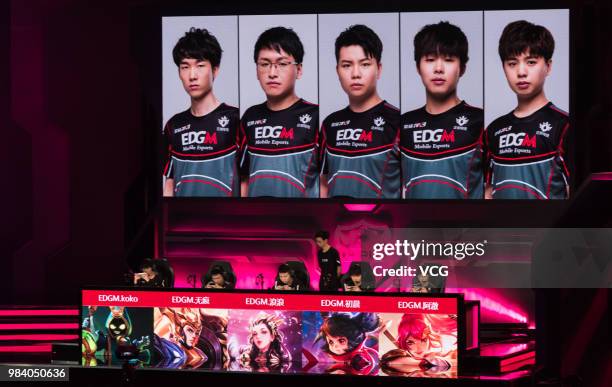 Contestants participate in the eastern conference final match of 2018 King Pro League Spring Season on June 23, 2018 in Shanghai, China.