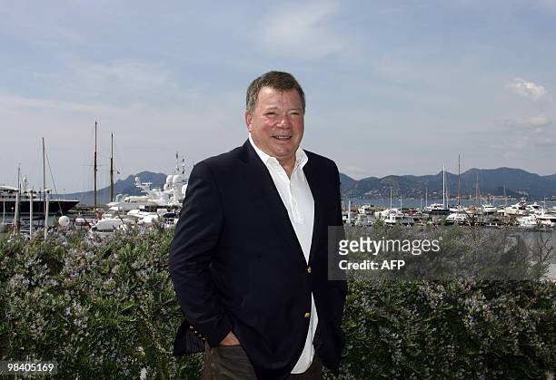 Canadian actor William Shatner poses on April 12, 2010 in Cannes, southern France, during the MIPTV, one of the world's largest broadcasting and...