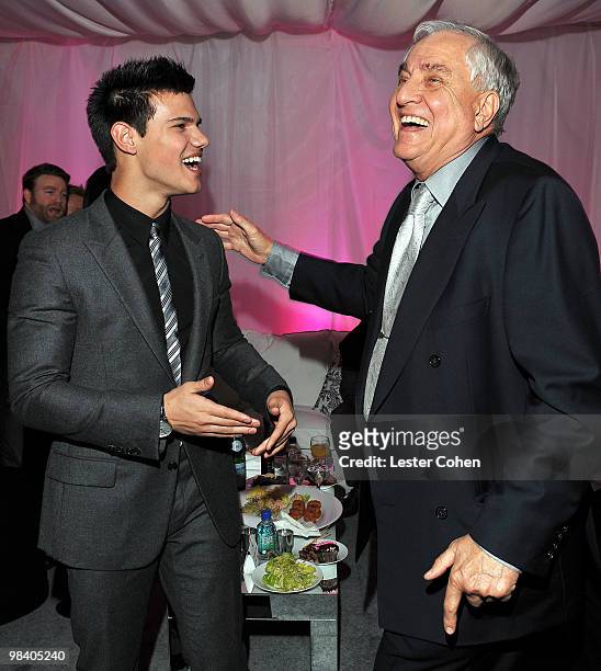 Actor Taylor Lautner and director Garry Marshall attends the "Valentine's Day" Los Angeles premiere after party on February 9, 2010 in Hollywood,...
