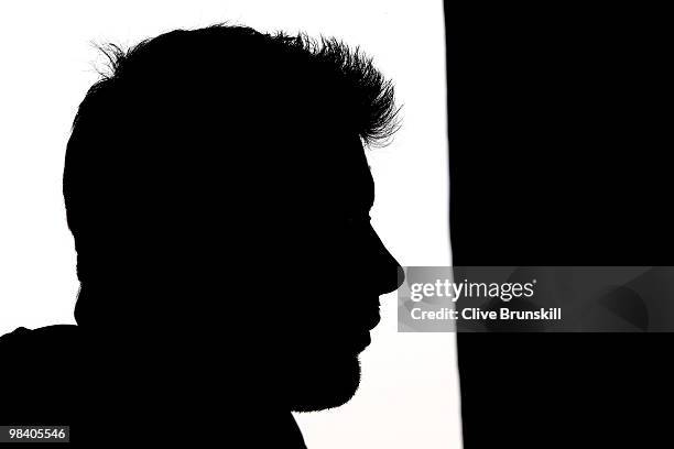 Andrew Flintoff of Lancashire speaks to the media at a press conference after the LCCC annual team photo call at Old Trafford county cricket ground...