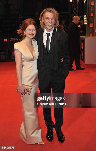 Bonnie Wright and Jamie Campbell Bower attend the Orange British Academy Film Awards 2010 at the Royal Opera House on February 21, 2010 in London,...