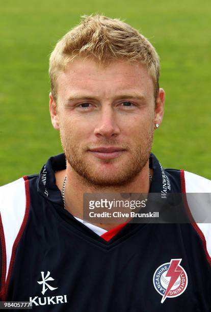 Andrew Flintoff poses for an individual portrait in the team kit for the Clydesdales Bank 40 at the LCCC annual team photo call at Old Trafford...