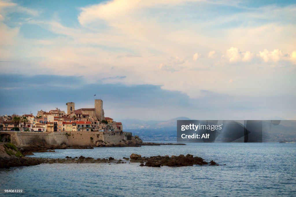 Panoramic of Antibes from the peninsula of Le Cap., French Riviera, France