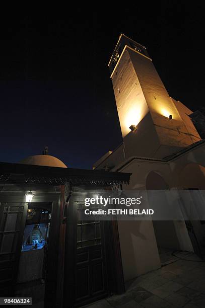 Picture taken on February 22, 2010 of a Minaret of Sidi Bou Said Mosque and a marabout . Sidi Bou Said, which has become the most visited village in...