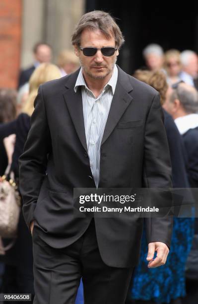 Liam Neeson attends the funeral of Corin Redgrave held at St Paul's Church in Covent Garden on April 12, 2010 in London, England.