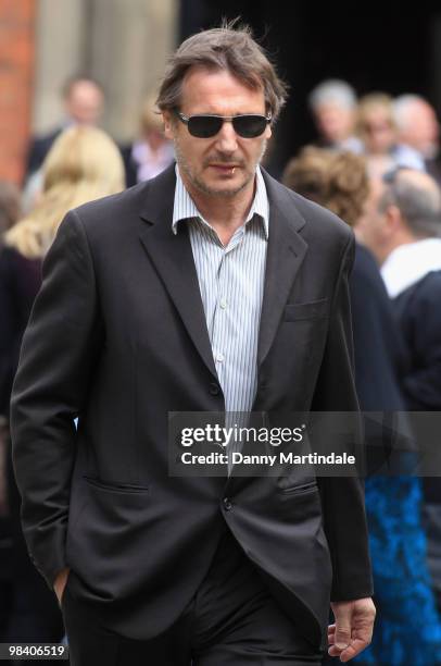 Liam Neeson attends the funeral of Corin Redgrave held at St Paul's Church in Covent Garden on April 12, 2010 in London, England.