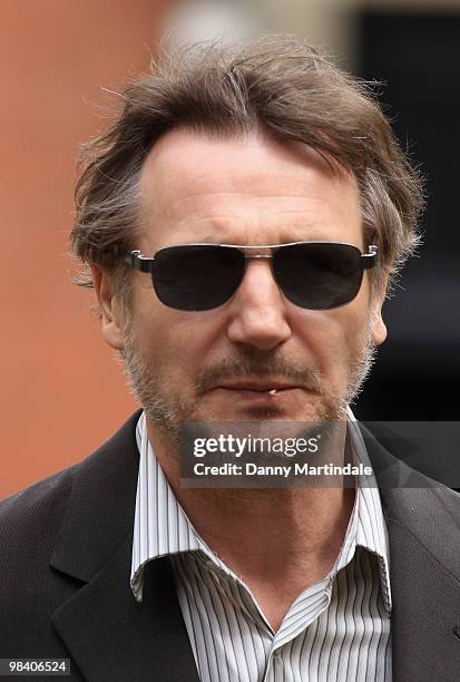 Liam Neeson attends the funeral of Corin Redgrave held at St Paul's Church in Covent Garden on April 12, 2010 in London, England.