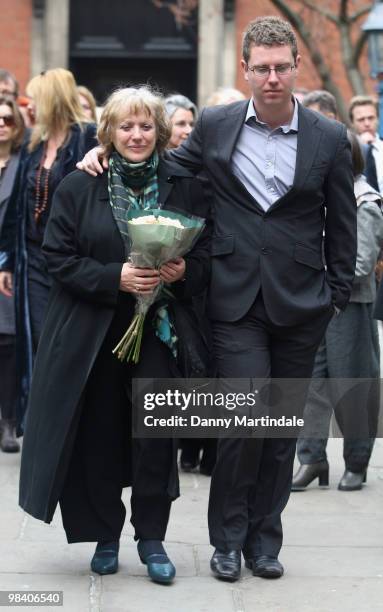 Corin Redgrave wife Kika Markham attends the funeral of Corin Redgrave held at St Paul's Church in Covent Garden on April 12, 2010 in London, England.