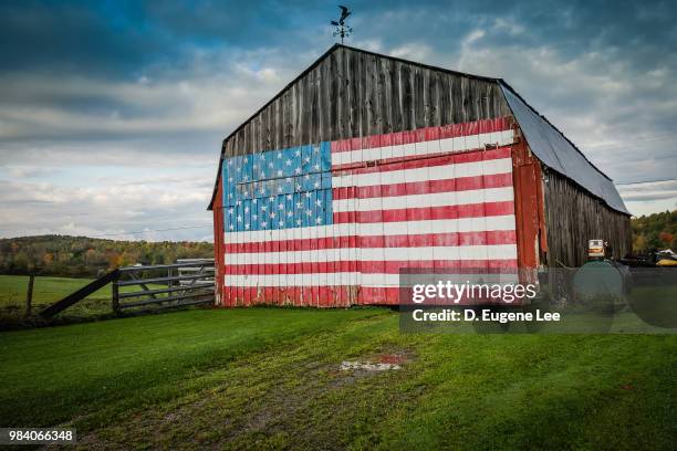 american flag on a barn. - barn stock pictures, royalty-free photos & images