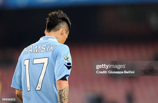 Marek Hamsik of Napoli in action during the Serie A match between SSC Napoli and Parma FC at Stadio San Paolo on April 10, 2010 in Naples, Italy.