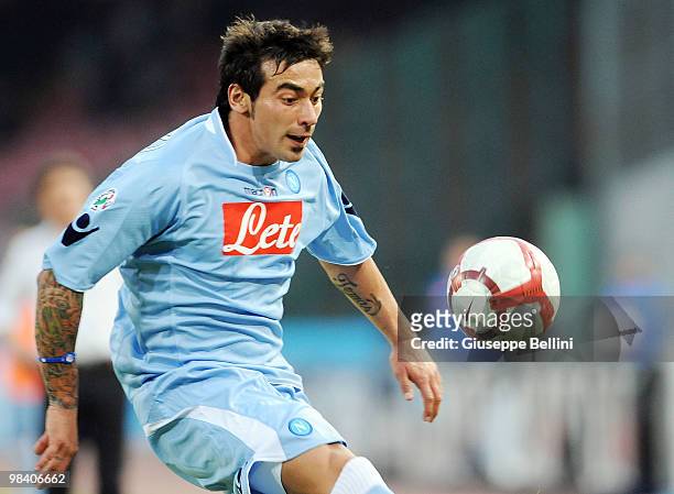 Ezequiel Lavezzi of Napoli in action during the Serie A match between SSC Napoli and Parma FC at Stadio San Paolo on April 10, 2010 in Naples, Italy.