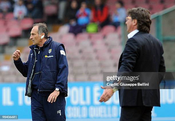 Francesco Guidolin the head coach of Parma during the Serie A match between SSC Napoli and Parma FC at Stadio San Paolo on April 10, 2010 in Naples,...