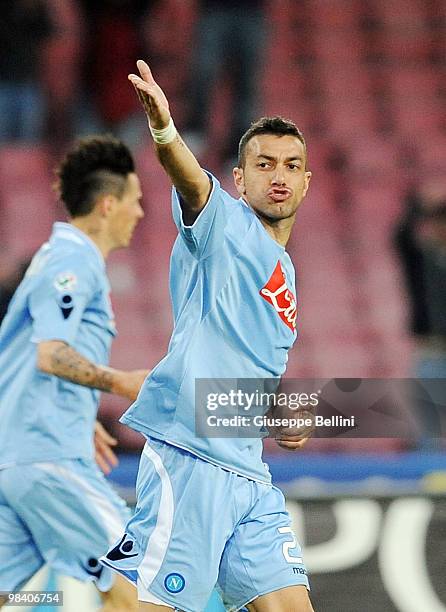 Fabio Quagliarella of Napoli in action during the Serie A match between SSC Napoli and Parma FC at Stadio San Paolo on April 10, 2010 in Naples,...