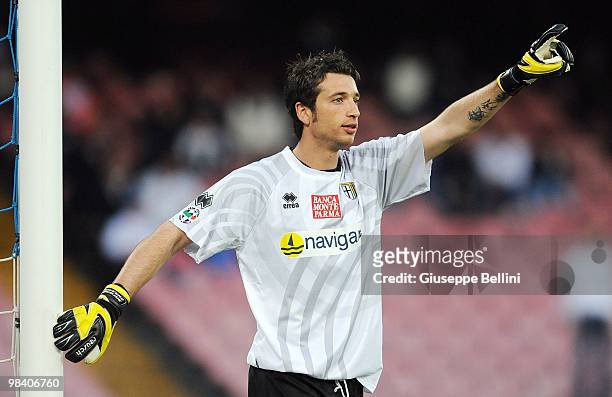 Antonio Mirante of Parma in action during the Serie A match between SSC Napoli and Parma FC at Stadio San Paolo on April 10, 2010 in Naples, Italy.