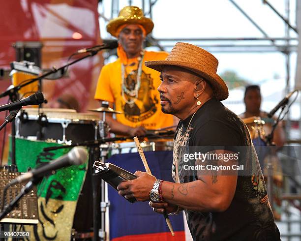 Cyril and Aaron Neville of The Neville Brothers performing at the New Orleans Jazz & Heritage Festival on May 3, 2009.