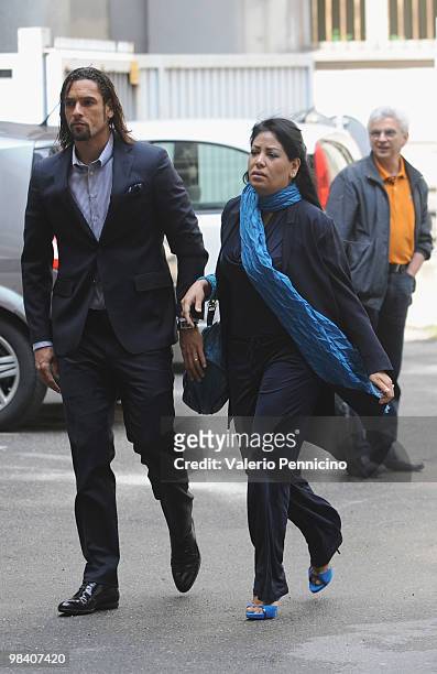Carvalho De Oliveira Amauri , the football player for Juventus and his wife Cynthia Amauri attend a ceremony where they received Italian citizenship...