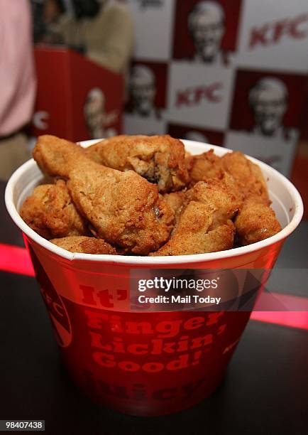Chicken bucket can be seen in New Delhi on April 7, 2010.