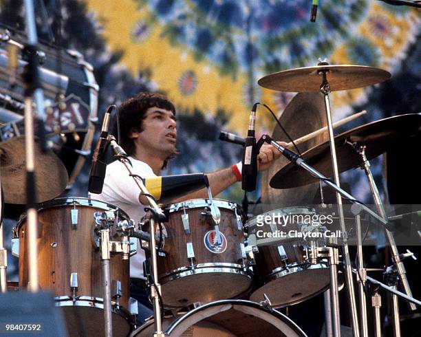 Mickey Hart performing with the Grateful Dead at the Greek Theater in Berkeley on September 12, 1981.