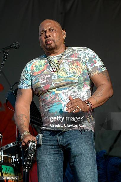 Aaron Neville performing with the Neville Brothers at the New Orleans Jazz & Heritage Festival on May 4, 2008.