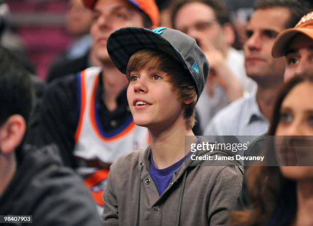 Justin Beiber attend the Portland Trailblazers Vs. New York Knicks game at Madison Square Garden on December 7, 2009 in New York City.