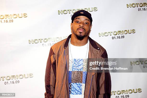 Wide receiver Santana Moss of the Washington Redskins attends a screening of "Notorious" January 13, 2009 in Washington, DC. The film, to be released...