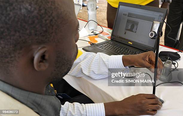 Kenyan registers as a voter with a new electronic system, on April 12 in Nairobi, as part of the nationwide registration for the east Africa country...