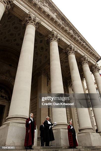 The proclamation for the dissolution of the present Parliament is read out on the steps of The Royal Exchange on April 12, 2010 in London, England....