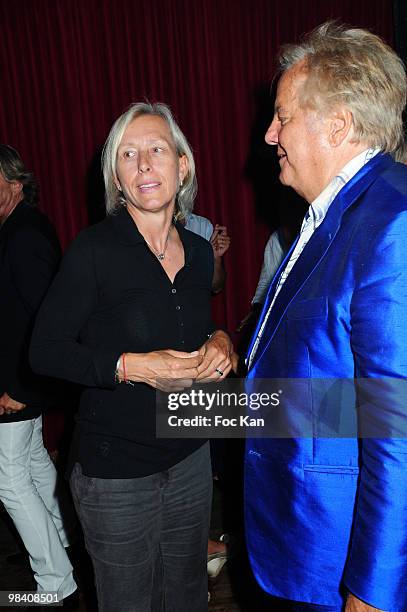 Tennis player Martina Navratilova and TV personality Massimo Gargia attend the Massimo Gargia's Birthday Party at the Stefano's Ramatuelle Restaurant...