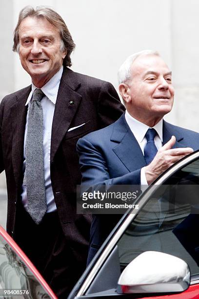 Luca Cordero di Montezemolo, chairman of Fiat SpA, left and Gianni Letta, under-secretary to the Italian prime minister's office, arrive for the...