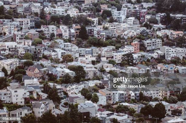 houses in san francisco - jason lin stock pictures, royalty-free photos & images