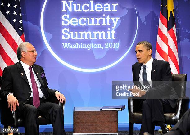 President Barack Obama holds a bilateral meeting with Prime Minister Najib Tun Razak of Malaysia on the sidelines of the Nuclear Security Summit at...
