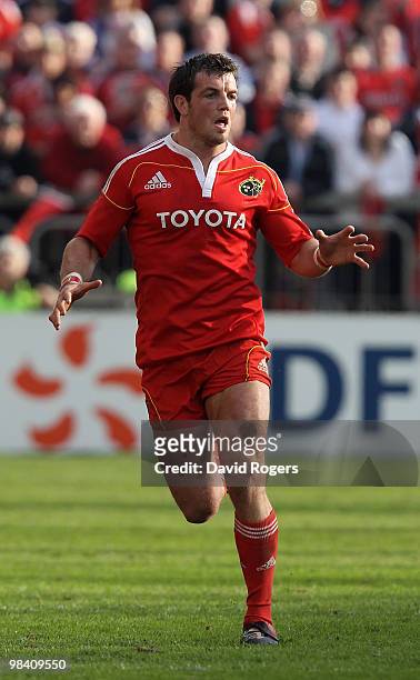 Ian Dowling of Munster looks on during the Heineken Cup quarter final match between Munster and Northampton Saints at Thomond Park on April 10, 2010...