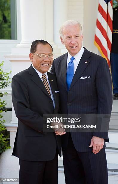 Vice President Joe Biden welcomes Thai Deputy Prime minister Trirong Suwankiri at the Naval Observatory, the vice president's residence, in...