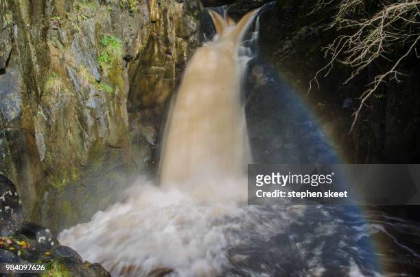 rainbow at ingilton waterfall - rainbow waterfall stock pictures, royalty-free photos & images