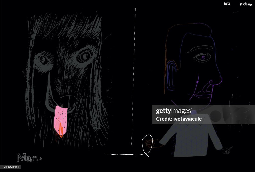 Men and a pet dog