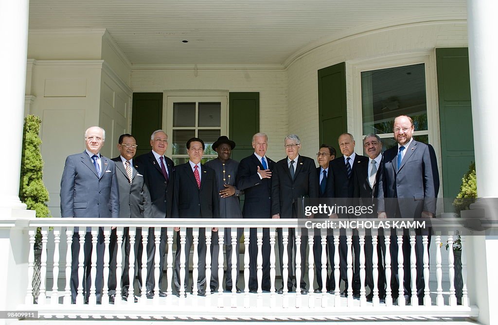 US Vice President Joe Biden (C) poses wi
