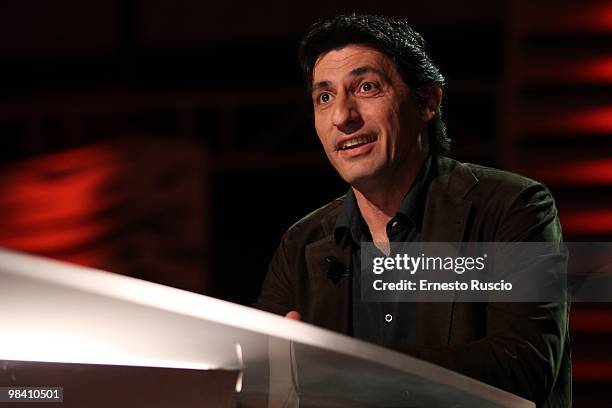 Emilio Solfrizzi attends 'Barbareschi Sciock' the Italian TV Show at La7 Studios on April 9, 2010 in Rome, Italy.