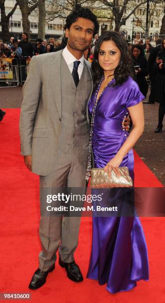 Actors Sendhil Ramamurthy and Goldy Notay arrive at the UK film premiere of 'It's A Wonderful Afterlife', at the Odeon West End on April 12, 2010 in...