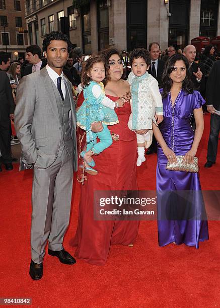 Sendhil Ramamurth, Gaurinda Chadha, with her children, and Goldy Notay attend the 'It's a Wonderful Afterlife' UK Premiere at the Odeon West End...