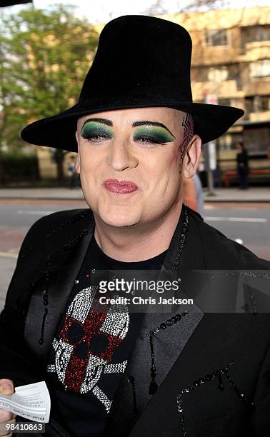 Boy George arrives at the Prima Donna opening night at Sadler's Wells on April 12, 2010 in London, England.