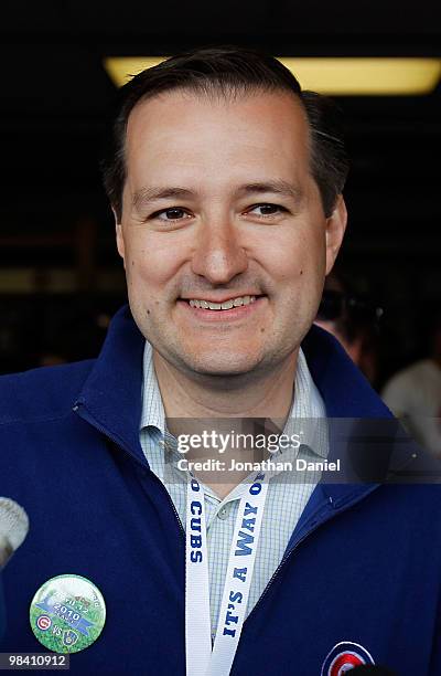 Tom Ricketts, owner and Chariman of the Chicago Cubs, waits to greet fans before the Opening Day game against the Milwaukee Brewers at Wrigley Field...