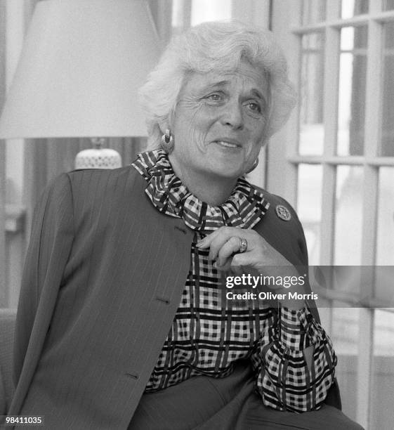 Portrait of American then-Second Lady of the United States Barbara Bush at the Vice Presidential residence, Washington, DC, April 24. 1981. Wife of...