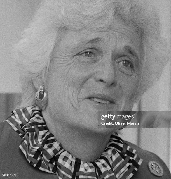 Portrait of American then-Second Lady of the United States Barbara Bush at the Vice Presidential residence, Washington, DC, April 24. 1981. Wife of...